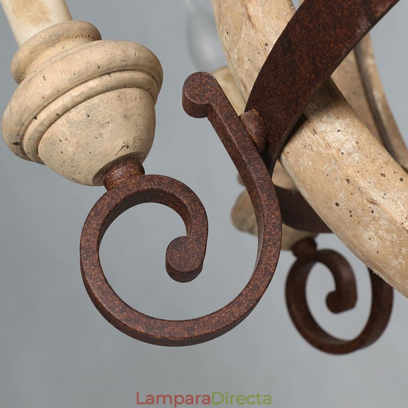 Lámpara colgante de madera, luz de techo retro nórdica