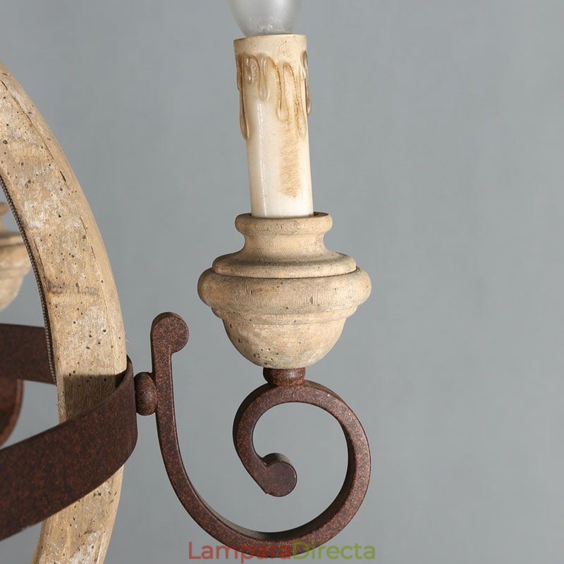 Lámpara colgante de madera, luz de techo retro nórdica