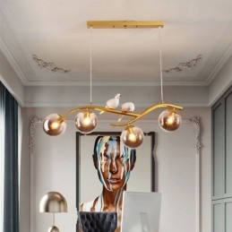 Lámpara colgante de rama minimalista moderna, 4 lámparas, luz decorativa