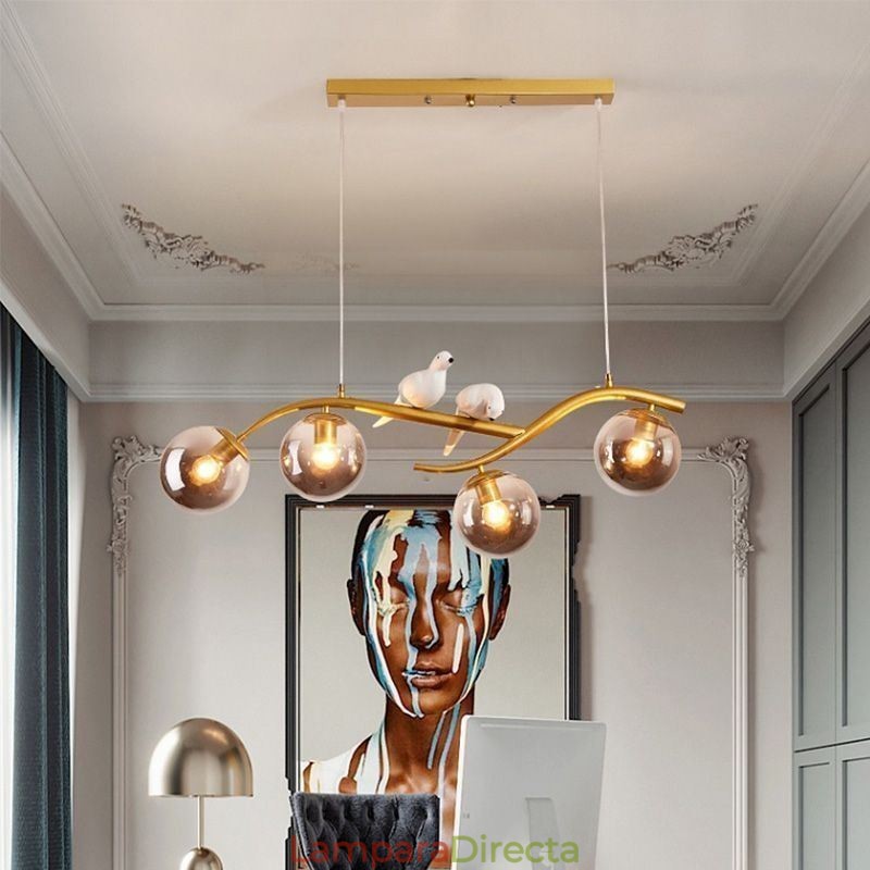 Lámpara colgante de rama minimalista moderna, 4 lámparas, luz decorativa