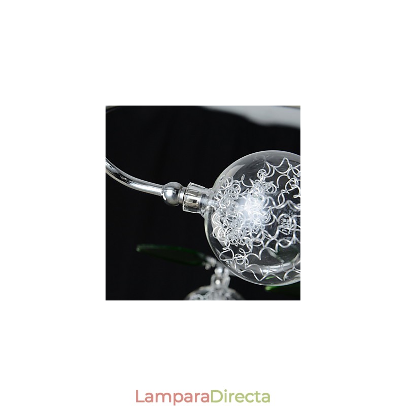 Lámpara de araña de 6 luces estilo campestre de aluminio y vidrio cromado