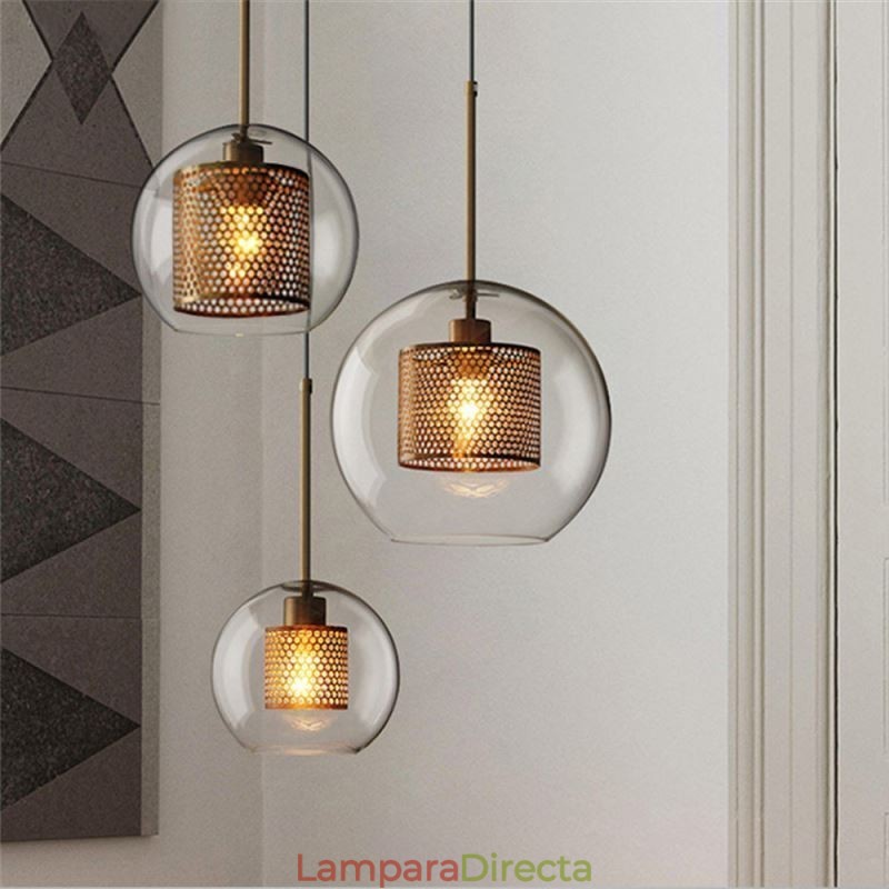 Lámpara colgante minimalista de cristal con 3 luces, lámpara de techo tipo isla