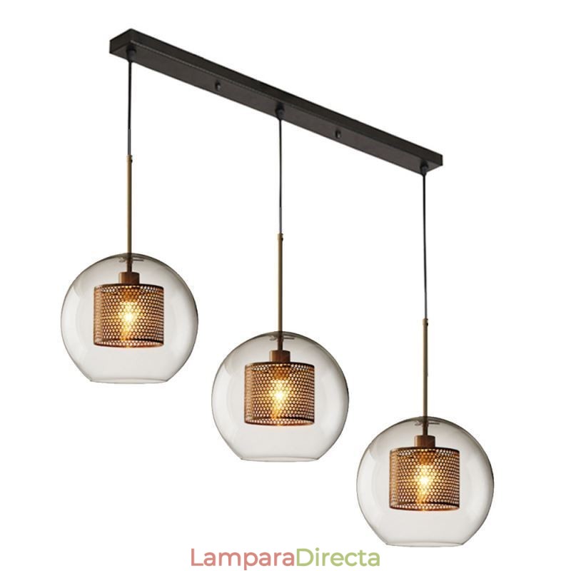 Lámpara colgante minimalista de cristal con 3 luces, lámpara de techo tipo isla