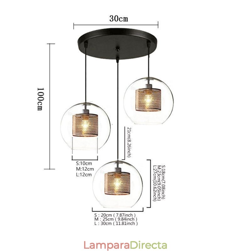 Lámpara colgante minimalista de cristal con 3 luces, lámpara de techo tipo isla