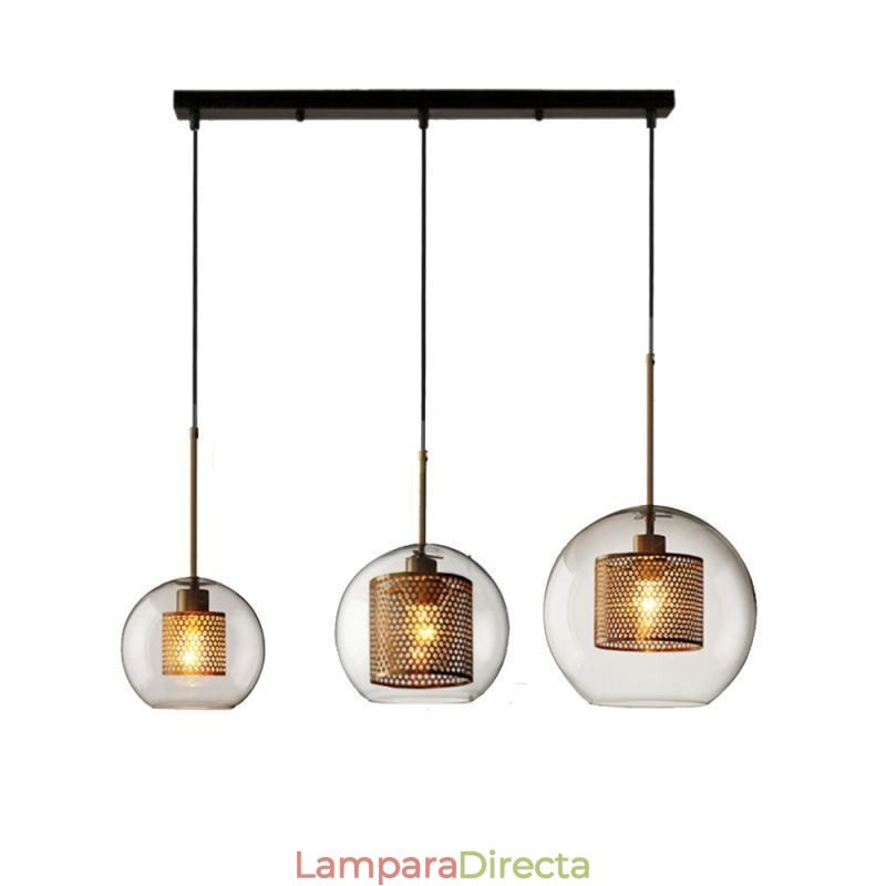 Lámpara colgante minimalista de cristal con 3 luces, lámpara de techo tipo isla