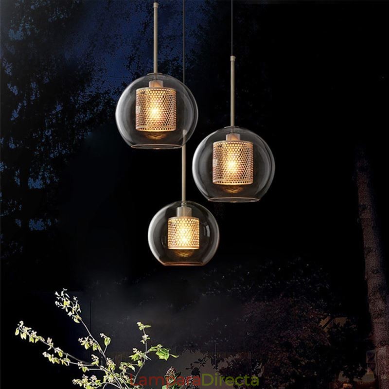 Lámpara colgante minimalista de cristal con 3 luces, lámpara de techo tipo isla