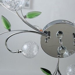 Lámpara de araña de 6 luces estilo campestre de aluminio y vidrio cromado