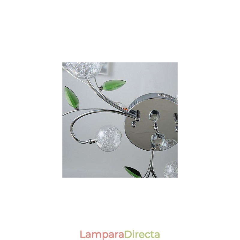 Lámpara de araña de 6 luces estilo campestre de aluminio y vidrio cromado