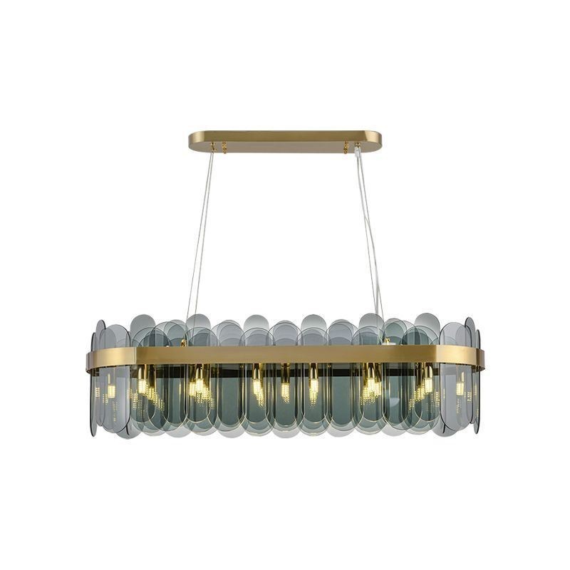 Lámpara colgante de cristal minimalista, lámpara de techo rectangular de color único, isla