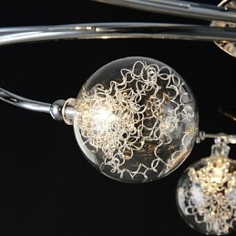 Lámpara de araña de 6 luces estilo campestre de aluminio y vidrio cromado