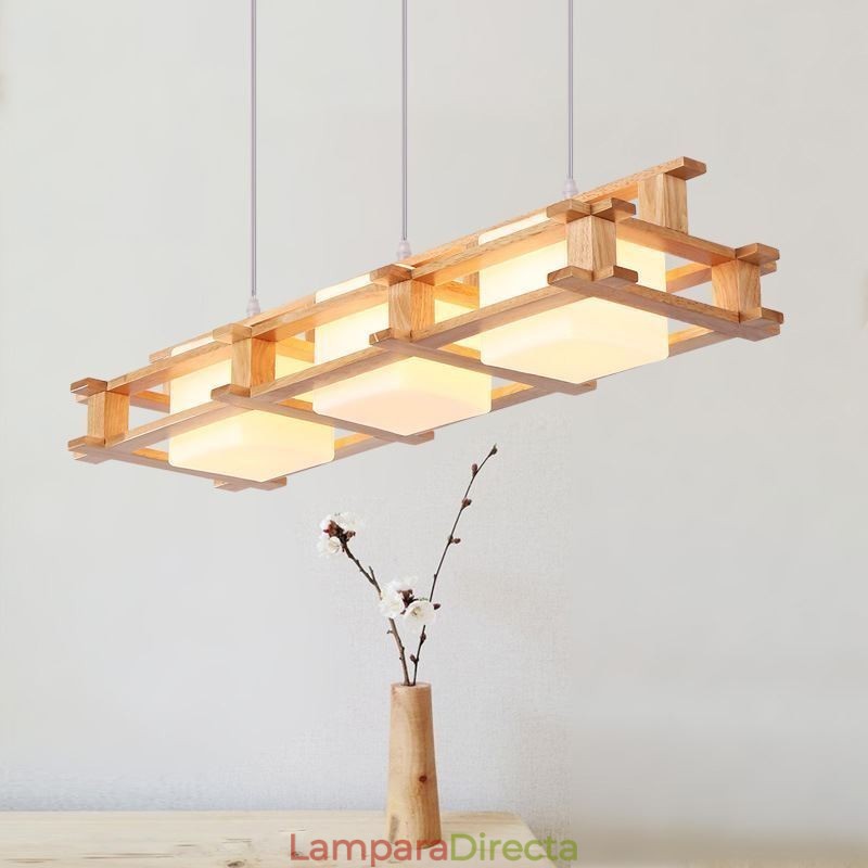 Lámpara colgante creativa de 3 luces de roble, lámpara de techo decorativa de madera para cafetería