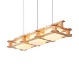 Lámpara colgante creativa de 3 luces de roble, lámpara de techo decorativa de madera para cafetería