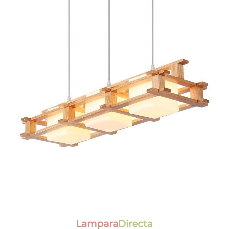 Lámpara colgante creativa de 3 luces de roble, lámpara de techo decorativa de madera para cafetería