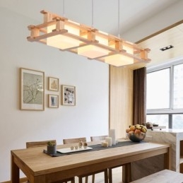Lámpara colgante creativa de 3 luces de roble, lámpara de techo decorativa de madera para cafetería