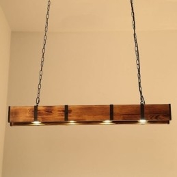 Lámpara colgante de estilo industrial rectangular de madera para techo tipo isla