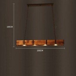 Lámpara colgante de estilo industrial rectangular de madera para techo tipo isla