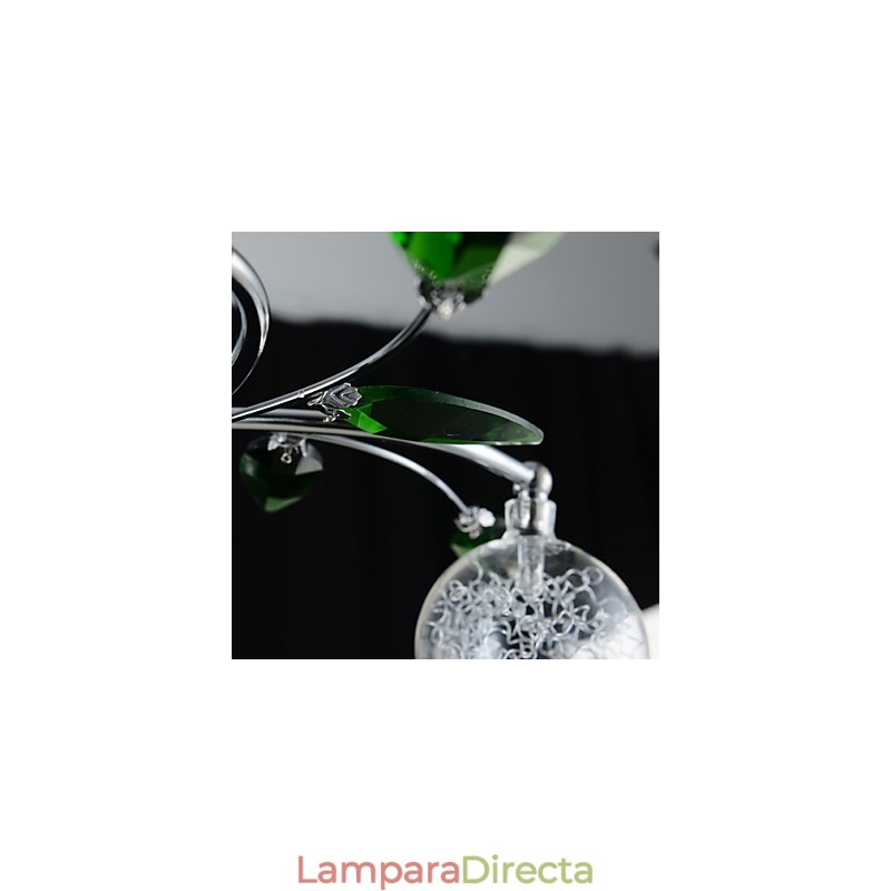 Lámpara de araña de 6 luces estilo campestre de aluminio y vidrio cromado