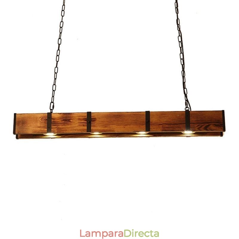 Lámpara colgante de estilo industrial rectangular de madera para techo tipo isla