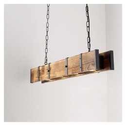 Lámpara colgante de estilo industrial rectangular de madera para techo tipo isla
