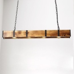 Lámpara colgante de estilo industrial rectangular de madera para techo tipo isla