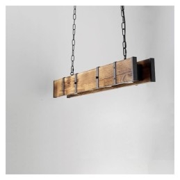 Lámpara colgante de estilo industrial rectangular de madera para techo tipo isla