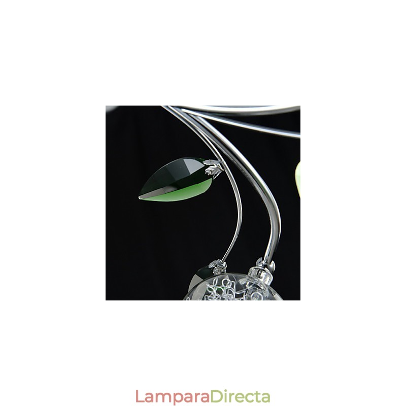 Lámpara de araña de 6 luces estilo campestre de aluminio y vidrio cromado