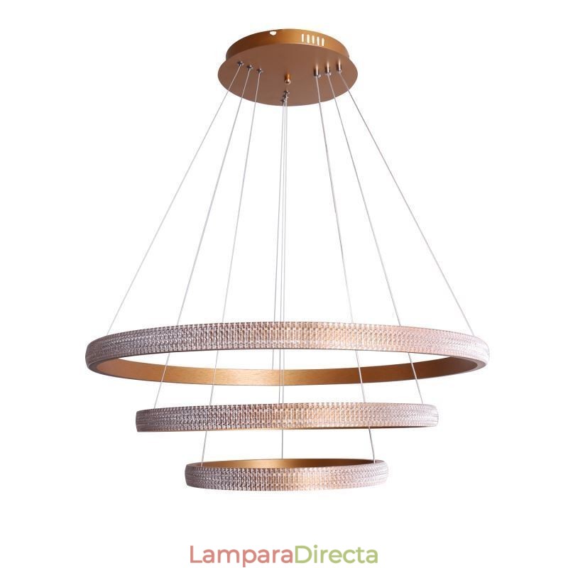 Lámpara colgante moderna de acrílico con 3 anillos, 80 + 60 + 40 cm