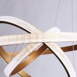 Lámpara colgante moderna de acrílico con 3 anillos, 80 + 60 + 40 cm