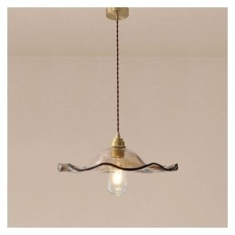 Lámpara colgante de vidrio con forma de hoja de loto, accesorio decorativo creativo