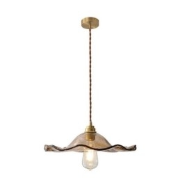 Lámpara colgante de vidrio con forma de hoja de loto, accesorio decorativo creativo