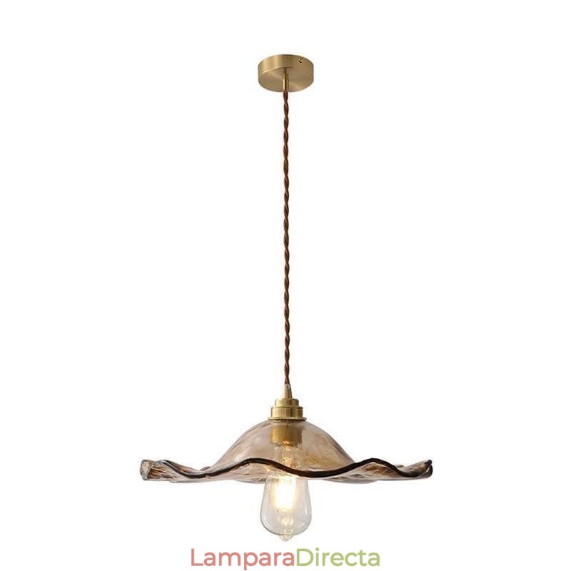 Lámpara colgante de vidrio con forma de hoja de loto, accesorio decorativo creativo