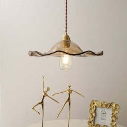 Lámpara colgante de vidrio con forma de hoja de loto, accesorio decorativo creativo