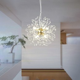 Lámpara colgante de cristal de diente de león, elegante lámpara de araña
