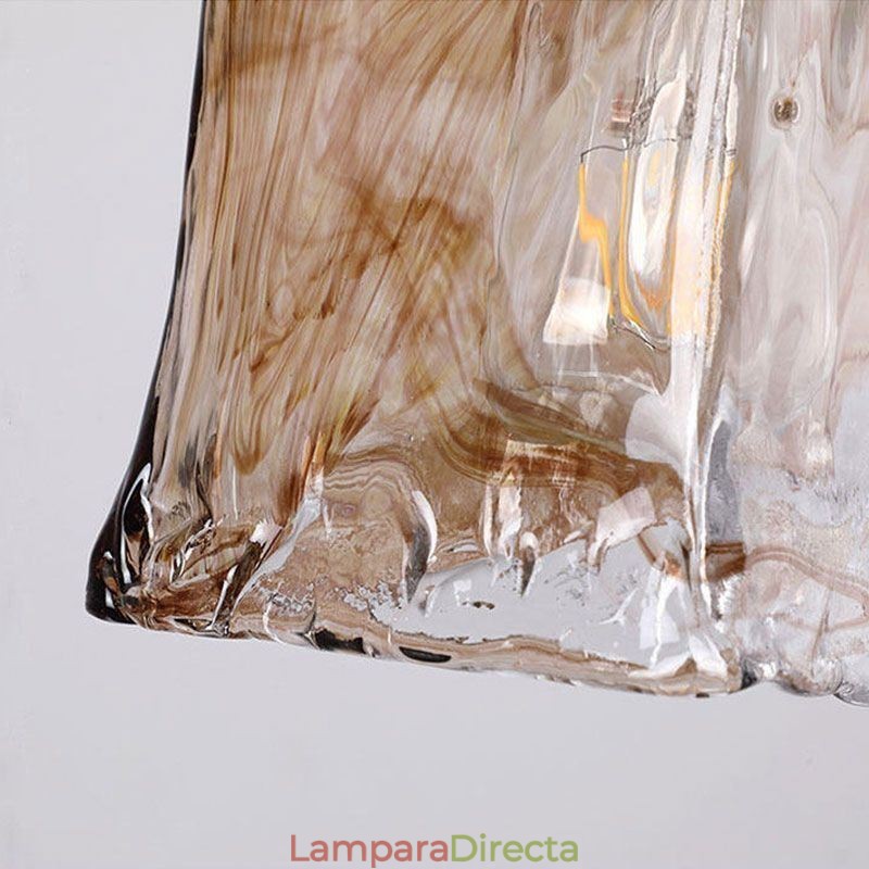 Lámpara colgante de cristal única en miniatura, estilo japonés, color ámbar, iluminación decorativa.