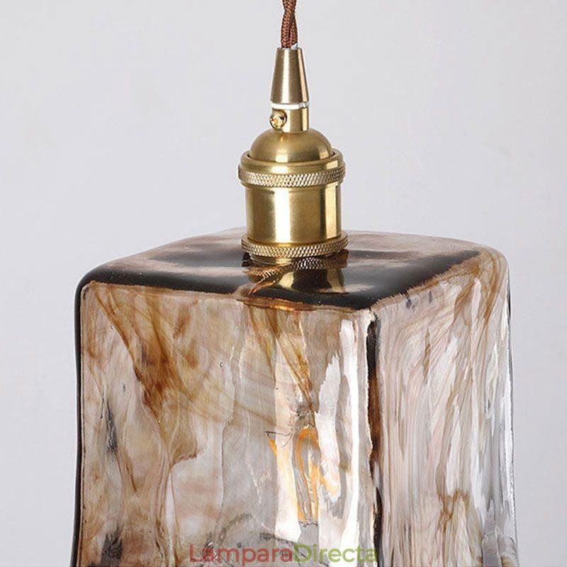 Lámpara colgante de cristal única en miniatura, estilo japonés, color ámbar, iluminación decorativa.