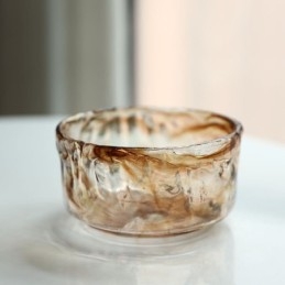 Lámpara colgante de cristal única en miniatura, estilo japonés, color ámbar, iluminación decorativa.