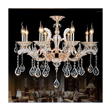 Lámparas colgantes de cristal con forma de vela de lujo de estilo europeo de aleación de zinc Lámparas colgantes de cristal con forma de vela de lujo de estilo europeo de aleación de zinc