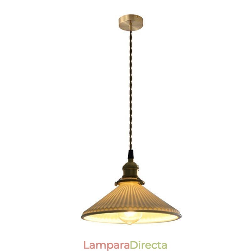 Lámpara colgante de cerámica de estilo japonés con pliegues retro