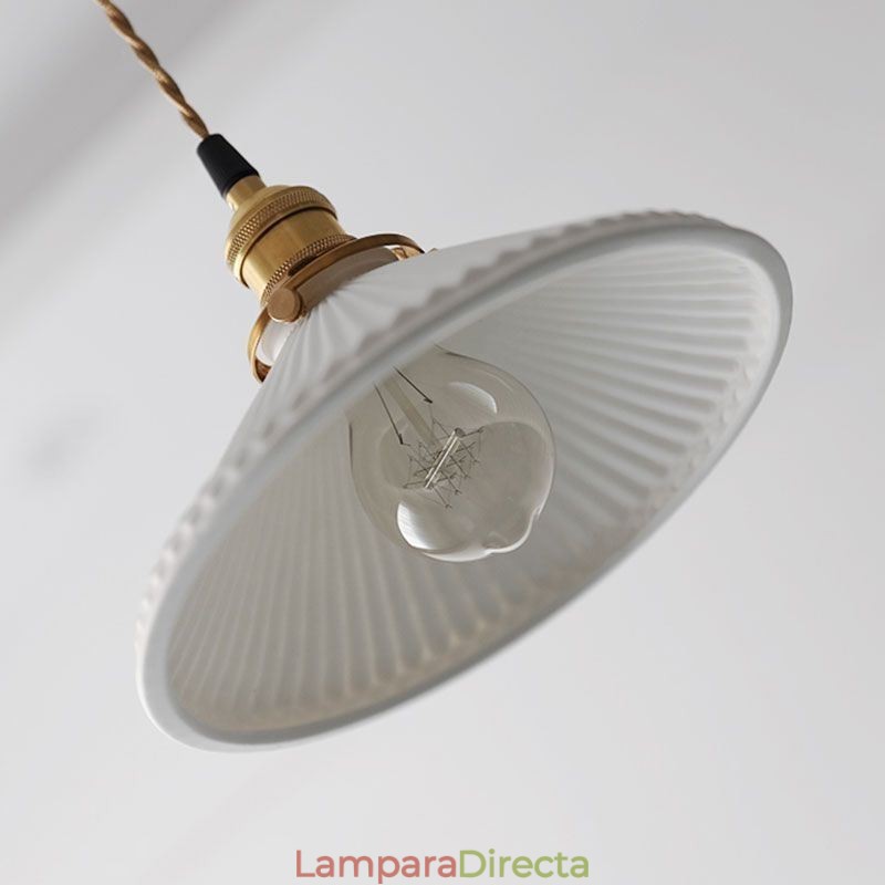 Lámpara colgante de cerámica de estilo japonés con pliegues retro