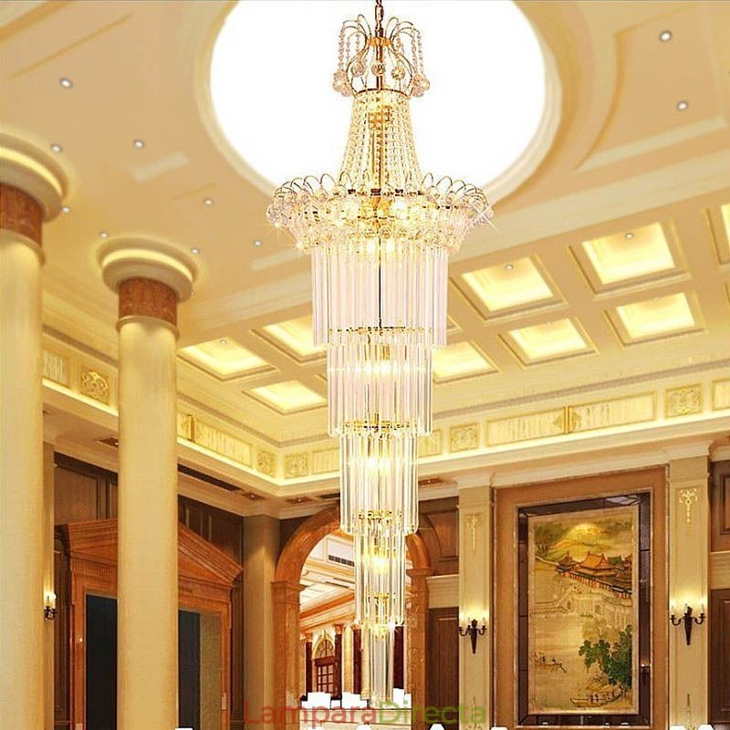 Elegante lámpara colgante larga de cristal