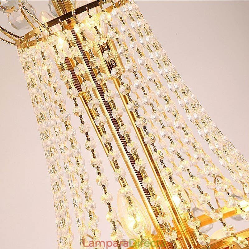 Elegante lámpara colgante larga de cristal