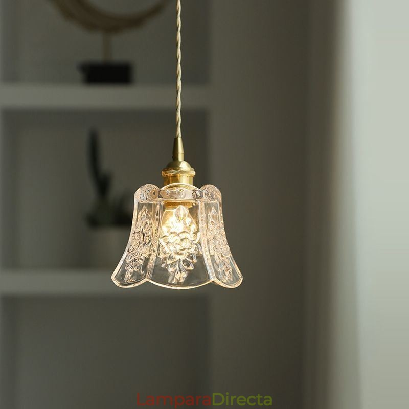 Lámpara colgante de flores, lámpara minimalista decorativa de vidrio.