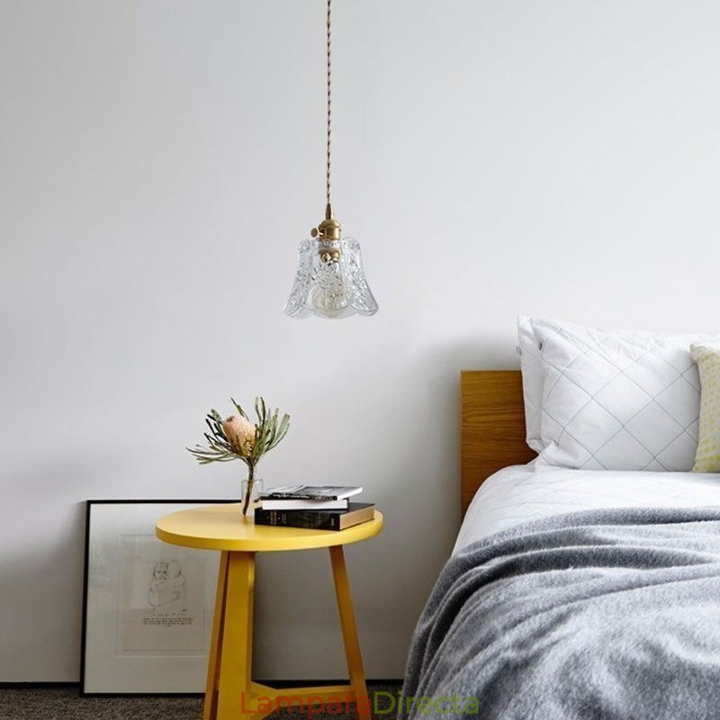 Lámpara colgante de flores, lámpara minimalista decorativa de vidrio.