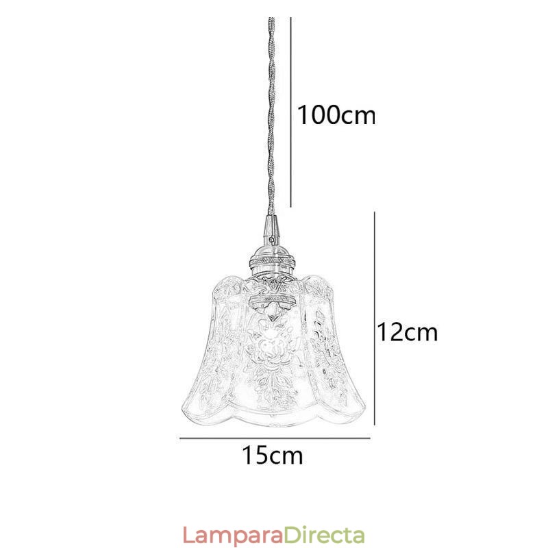 Lámpara colgante de flores, lámpara minimalista decorativa de vidrio.