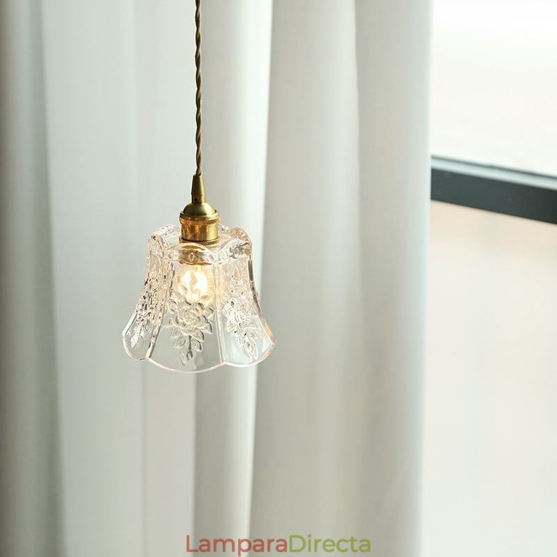 Lámpara colgante de flores, lámpara minimalista decorativa de vidrio.