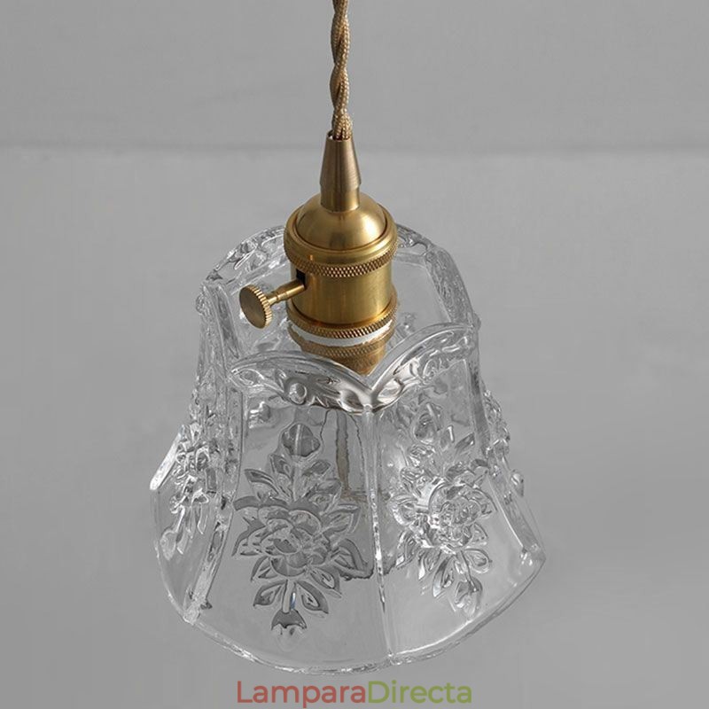 Lámpara colgante de flores, lámpara minimalista decorativa de vidrio.