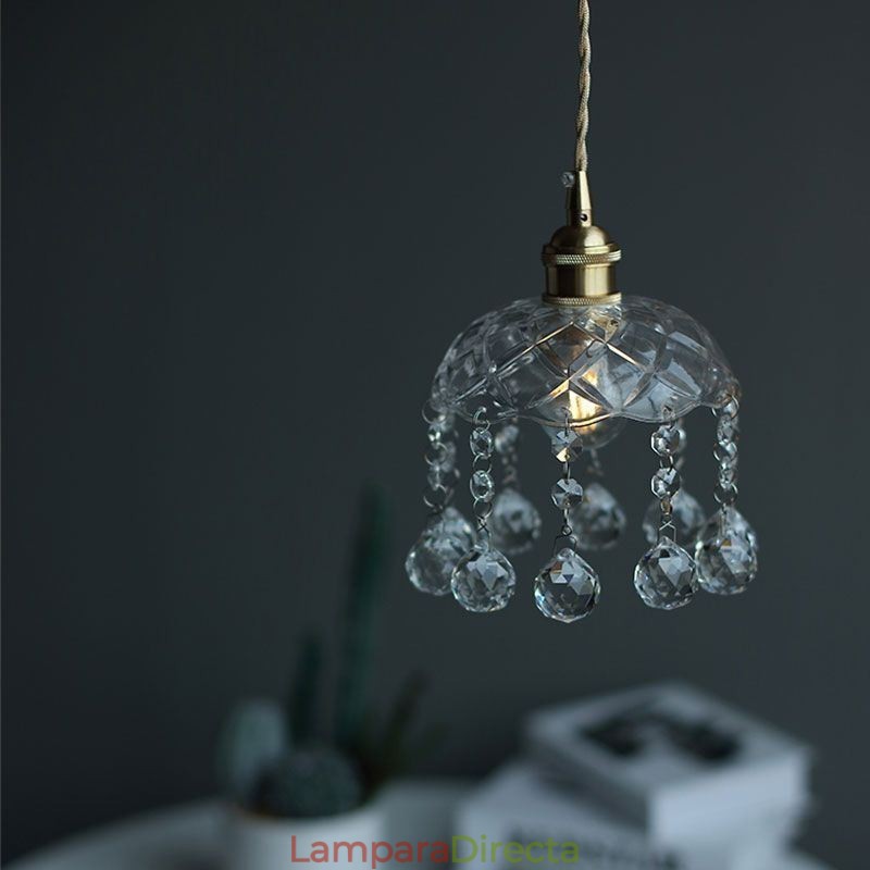 Lámpara colgante moderna de cristal en miniatura, 1 luz, accesorio decorativo.
