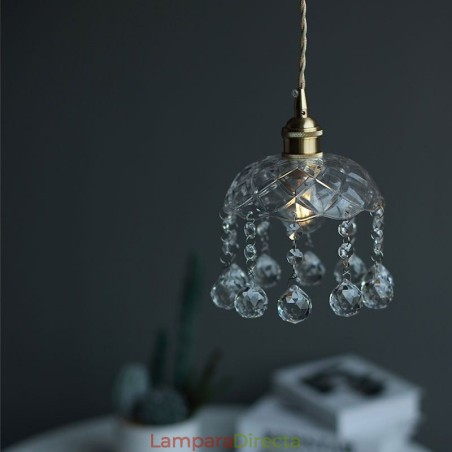 Lámpara colgante moderna de cristal en miniatura, 1 luz, accesorio decorativo. Lámpara colgante moderna de cristal en miniatura, 1 luz, accesorio decorativo.