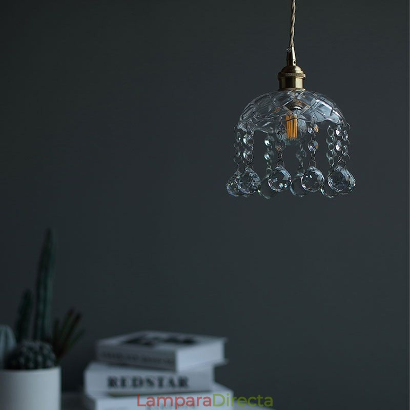 Lámpara colgante moderna de cristal en miniatura, 1 luz, accesorio decorativo.