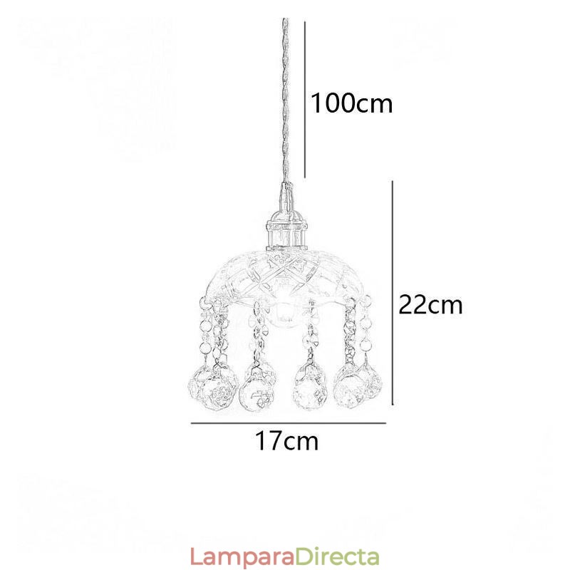 Lámpara colgante moderna de cristal en miniatura, 1 luz, accesorio decorativo.